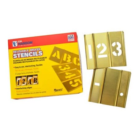 C.H. Hanson 6" Brass Interlocking Stencil Numbers, 15 Piece Set 10016